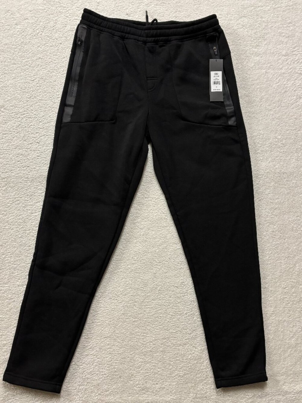 NWT Legend Sweatpants Mens Medium Black Joggers Tapered Gym Workout Zip Pockets